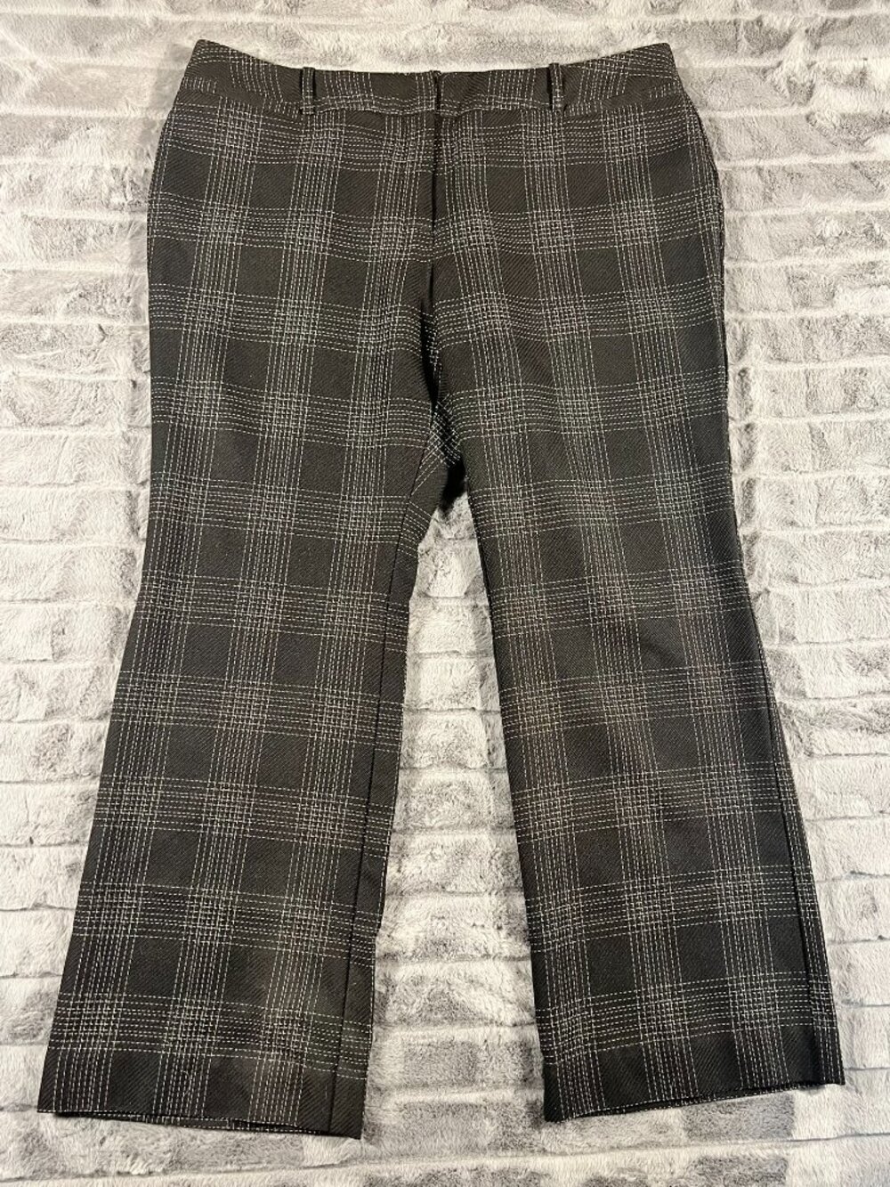Worthington Pants Women’s 16 Petite Gray Plaid Wide Leg Modern Fit Dress Slack